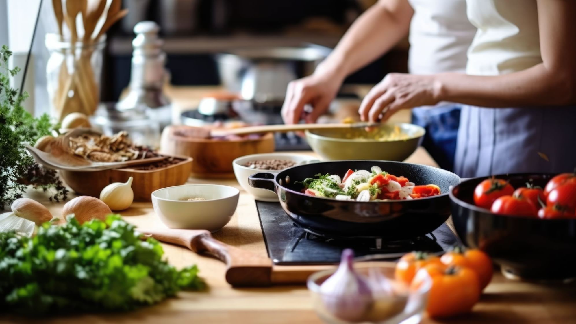 People Making Food Together In A Kitchen People Making Food Together In A Kitchen