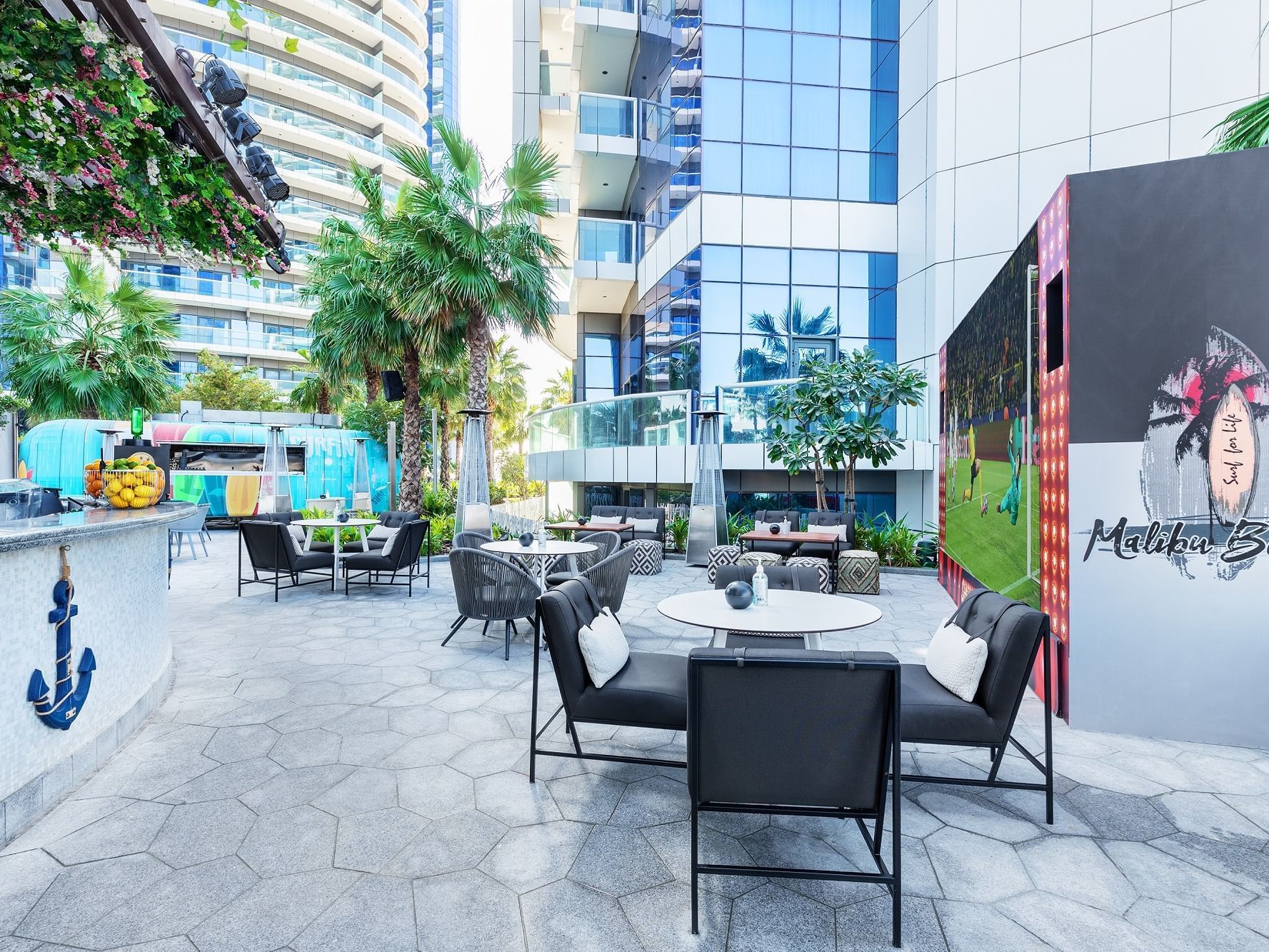 Open air dining at Malibu Deck at Paramount Hotel Dubai