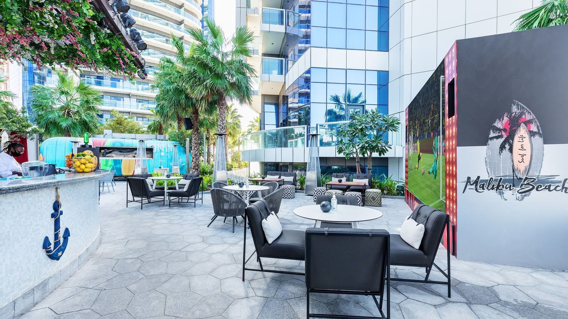 Open air dining at Malibu Deck at Paramount Hotel Dubai