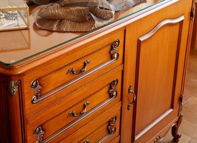 Close-up of a drawer in a hotel room at Hotel Bisanzio