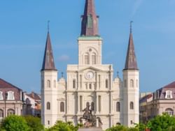 Exterior view of the St. Louis Cathedral near the hotel
