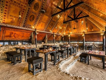 Indoor dining area in Wicked Walum at Warwick Fiji