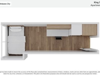 UniLodge Brisbane City floor plan of a king single room apartment 11-12m2.