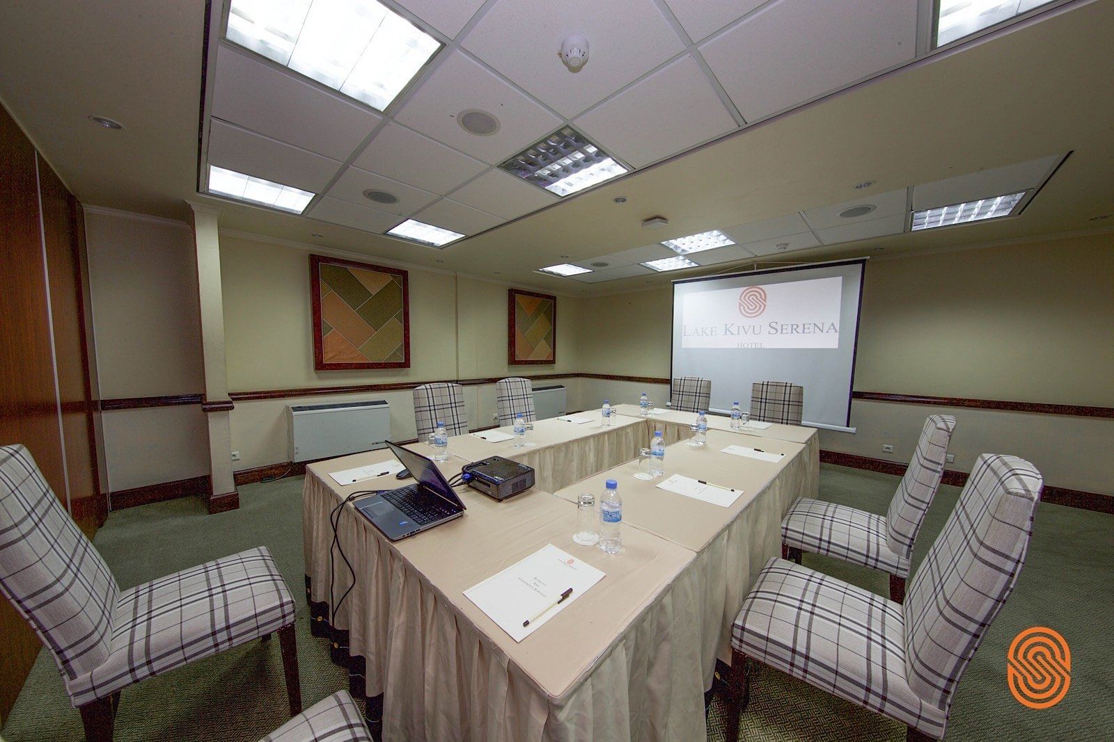 A Table setup in the Ball room at  Lake kivu Serena  Hotel