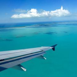 Aerial view of the beach from plane, The Somerset on Grace Bay