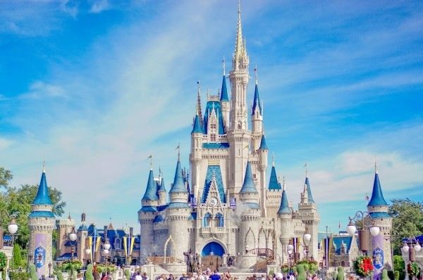 A daytime photo of Cinderella Castle at Magic Kingdom part of Walt Disney World.