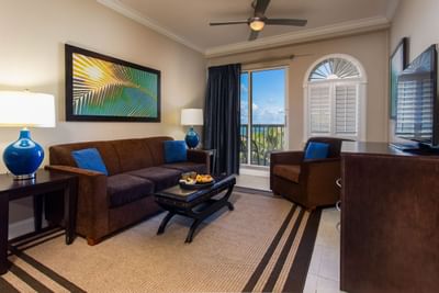 Living room in King Suite at Shephard's Beach Resort