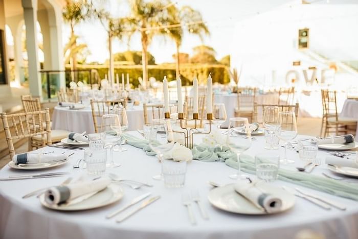 Arranged dining table with cutlery at The Magnolia Hotel 