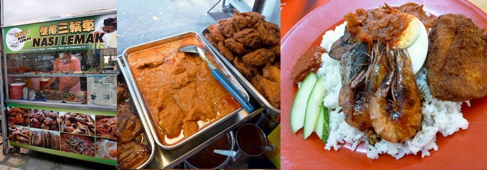 Nasi Lemak in Paya Terubong, one of the famous street food in Penang