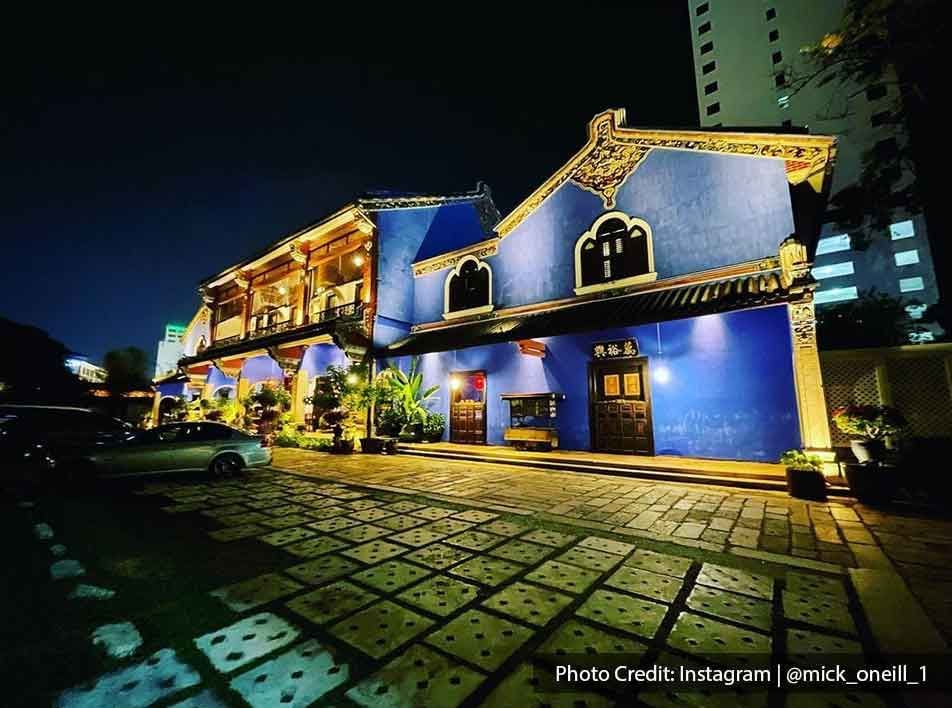 The street view of Cheong Fatt Tze Mansion at night- Lexis Suites Penang