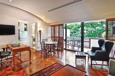 Interior of the living area in a suite at Goodwood Park Hotel