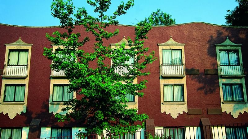 Front exterior of the hotel & entrance at Fiesta Inn Xalapa