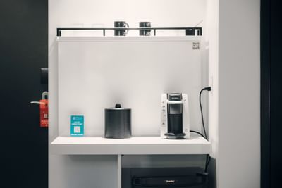 Coffee station in a hotel room at Aava Whistler Hotel