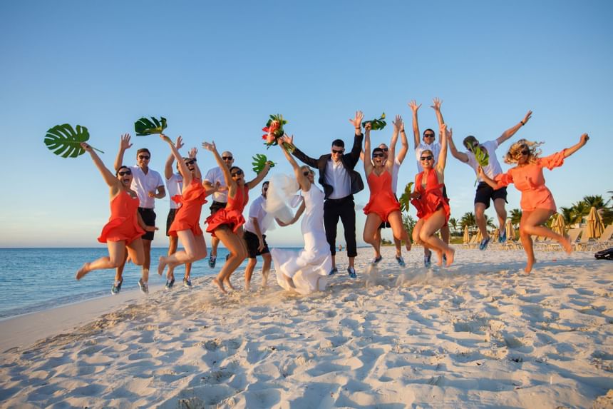 Wedding group at the beach near Somerset On Grace Bay