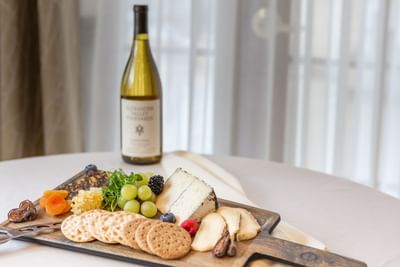 Charcuterie & bottle of wine served at The Herrington Inn & Spa
