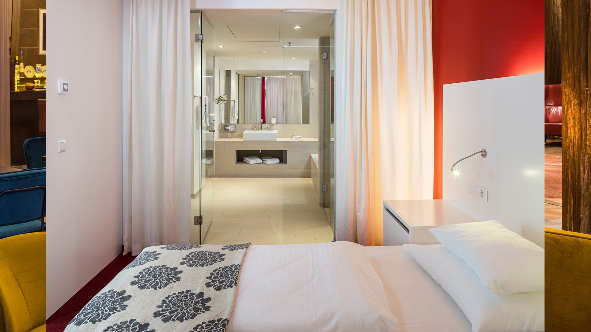 Bed & bathroom, Senior Suite at Falkensteiner Hotel Bratislava