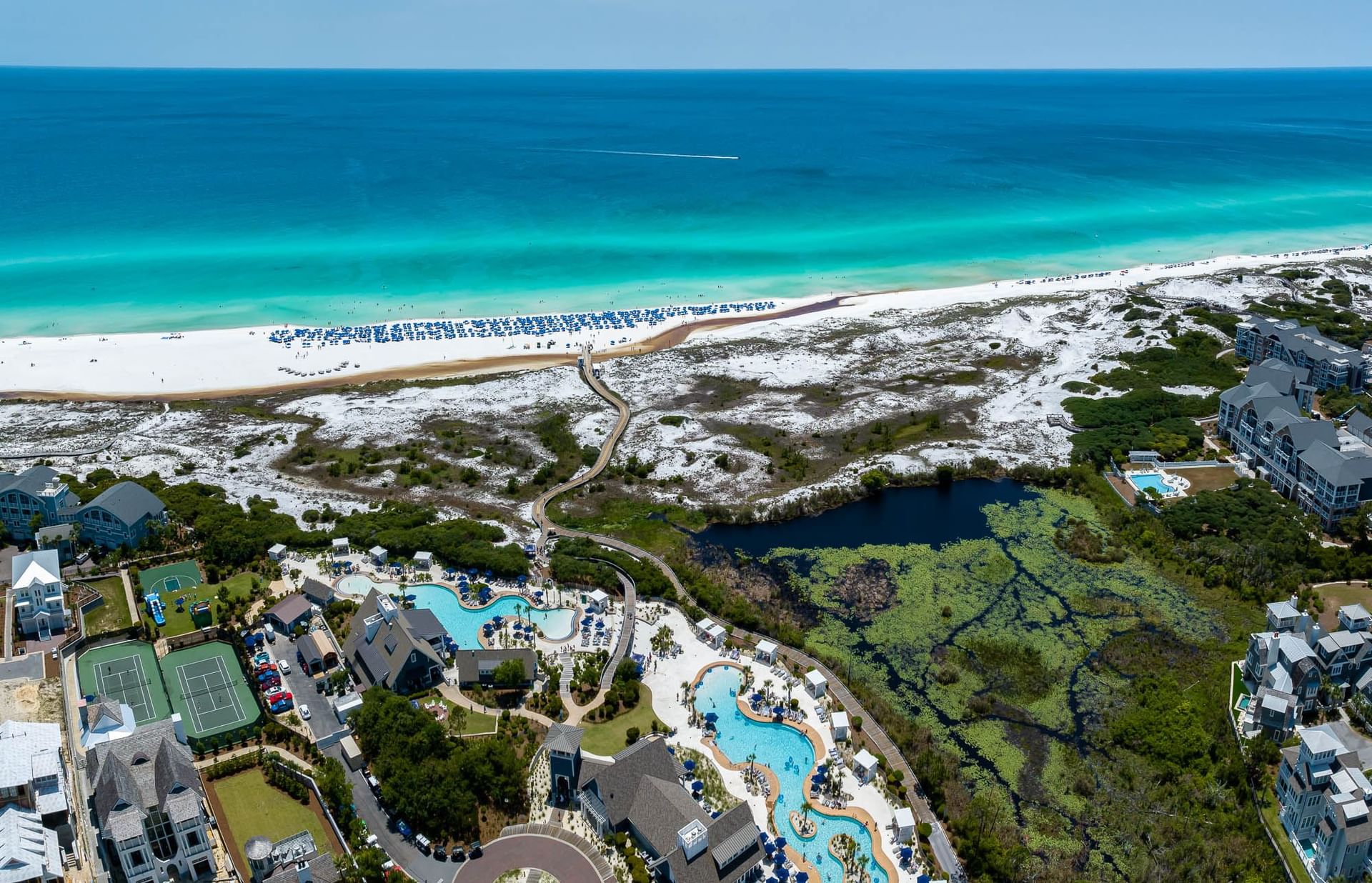 Skyscape view of the city and the ocean near Camp Creek Inn