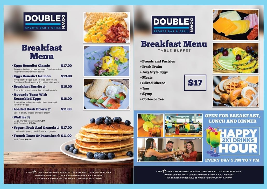 Double Down Breakfast Menu