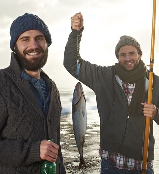 Friends fishing in Courtenay waterbody