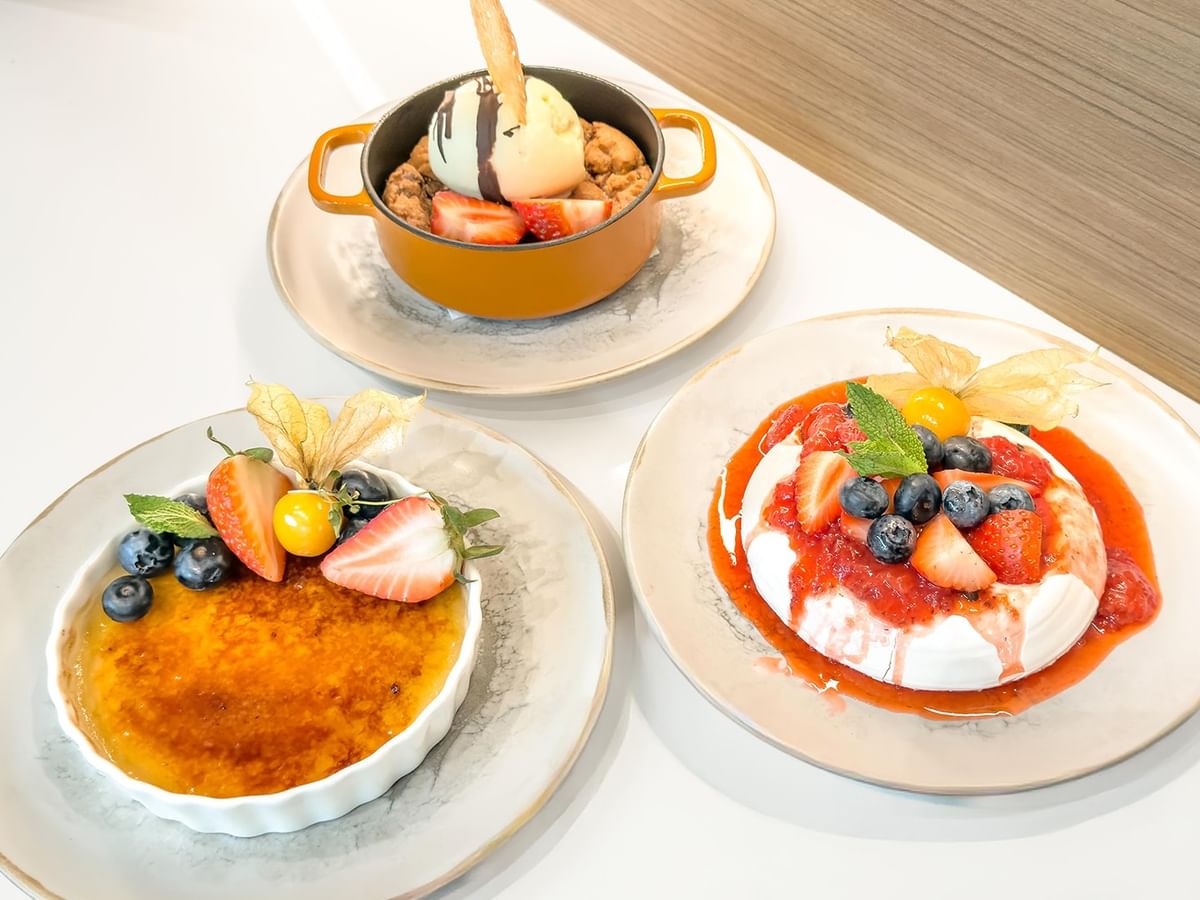 Three dessert plates