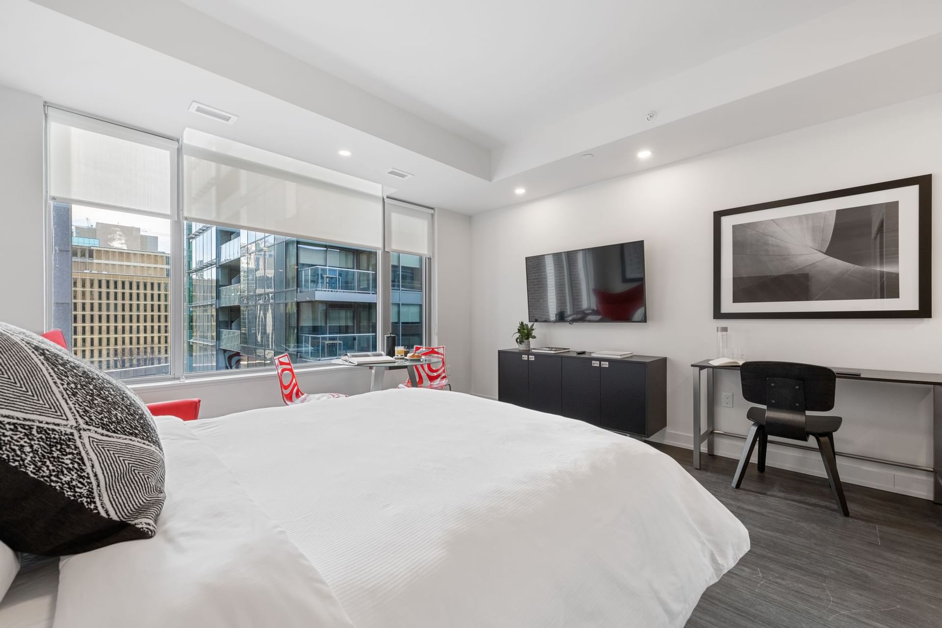 Interior of the junior Suite bedroom at ReStays Ottawa