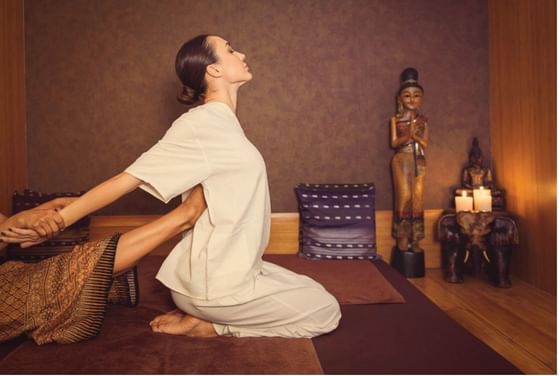 Lady having Thai Yoga Massage, Lotus Spa at Playa Cativo Lodge