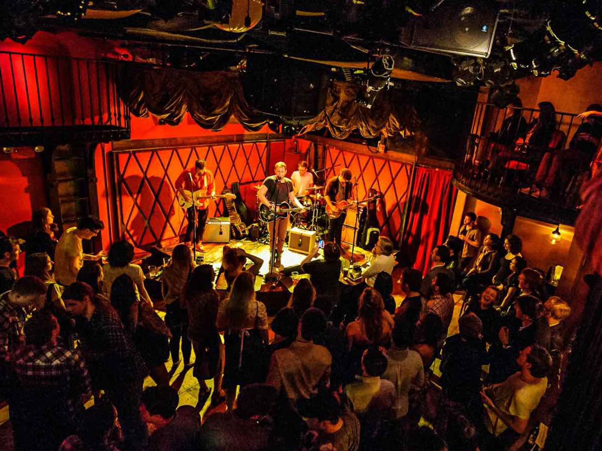 Band performing onstage at Rockwood Music Hall Boston.