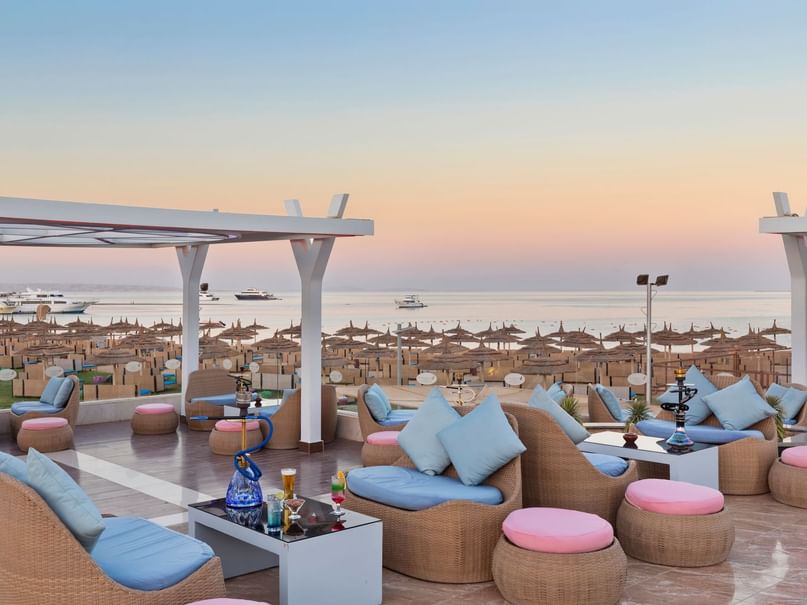 Sea view in red sky bar & shisha corner at pickalbatros hotels