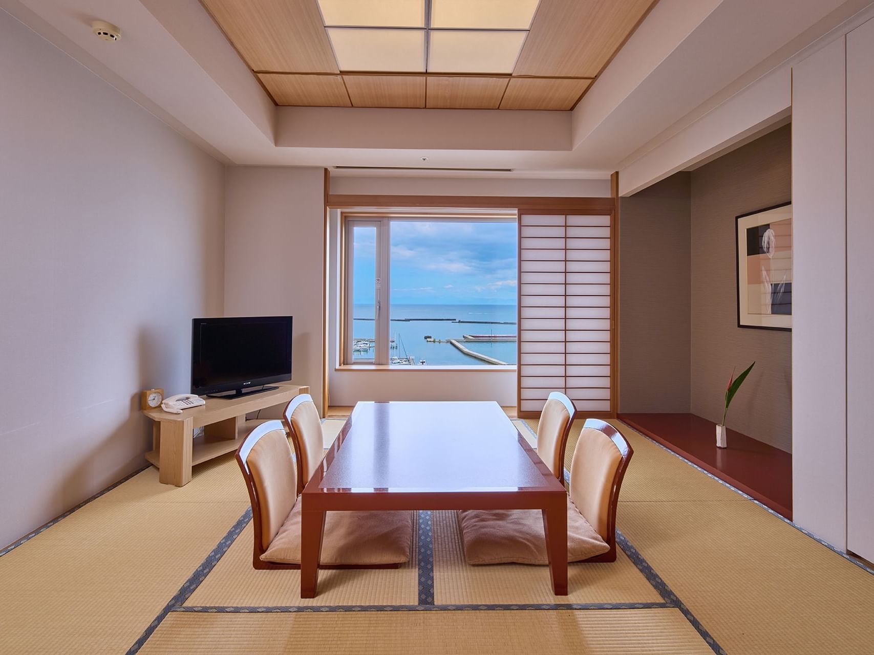 Panoramic View of the Vast Ocean in Japanese-Style Room at Grand Park Otaru