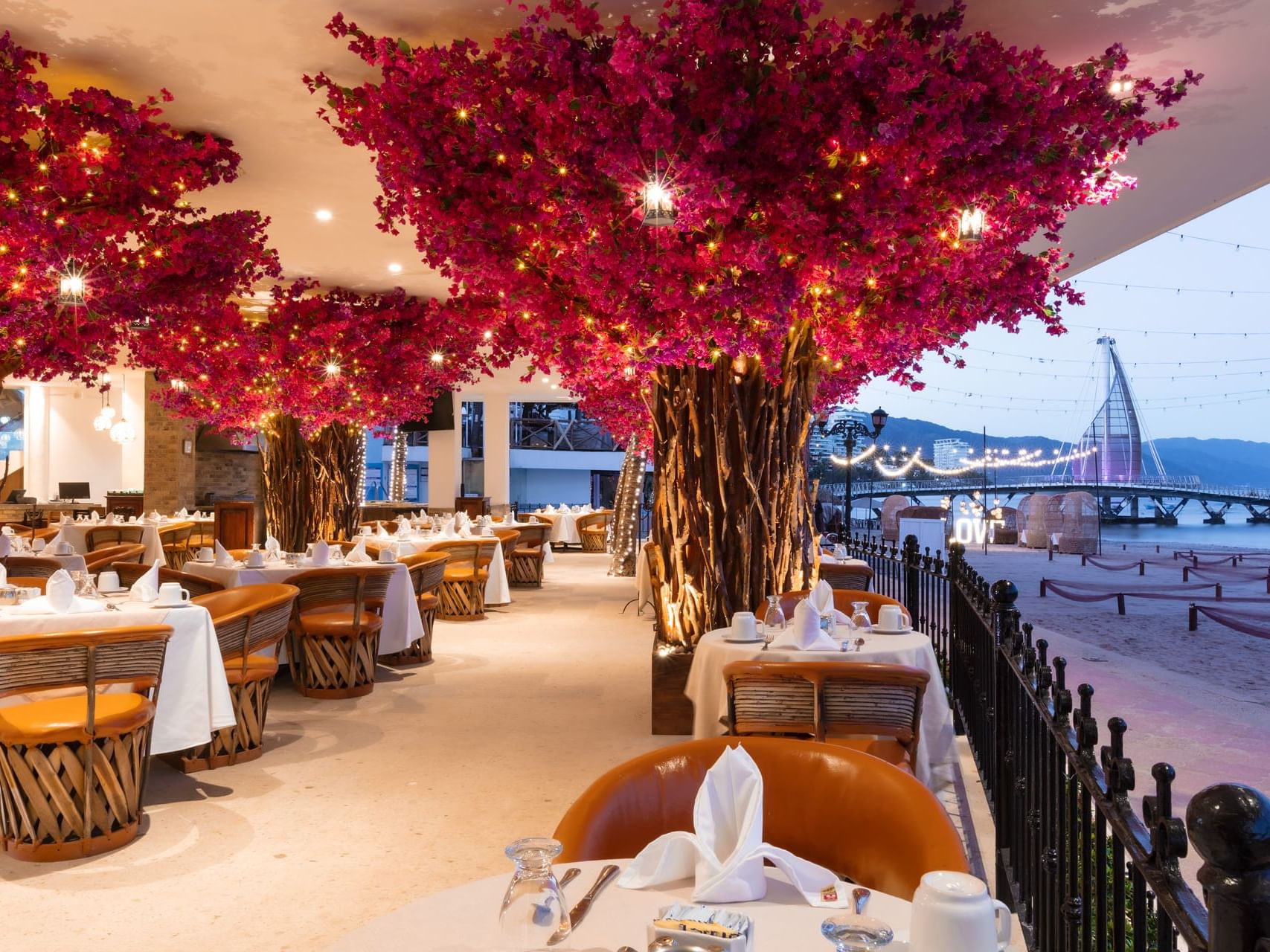 Dining tables in Mi Pueblito Restaurant at Casa Dona Susana