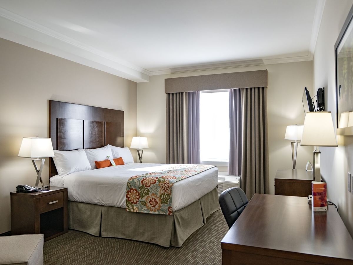 Bed in hotel room