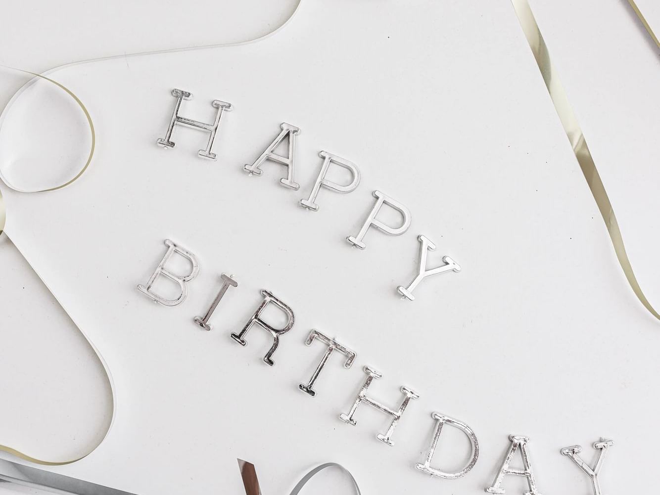 Happy Birthday text on white background, Le Manoir Egina Hotels