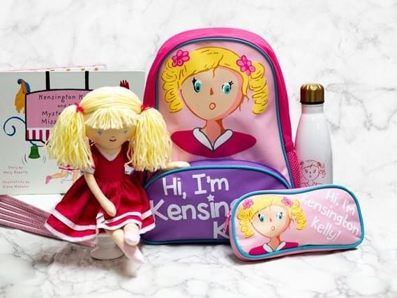 Kensington Kelly doll with backpack and water bottle