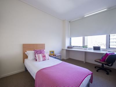College Square on Lygon_2 Bedroom Apartment - Bedroom with Bed & Study Desk Melbourne