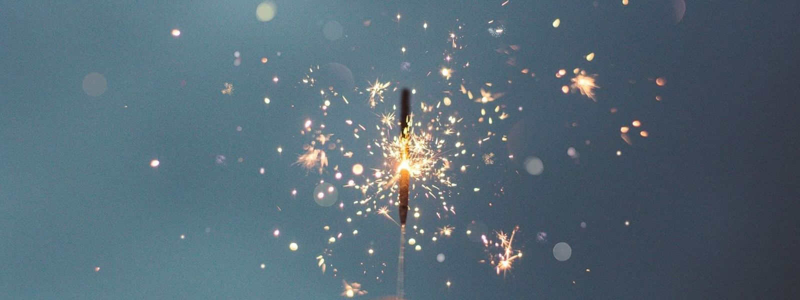 Closeup of lighted sparkler at Crown Hotels