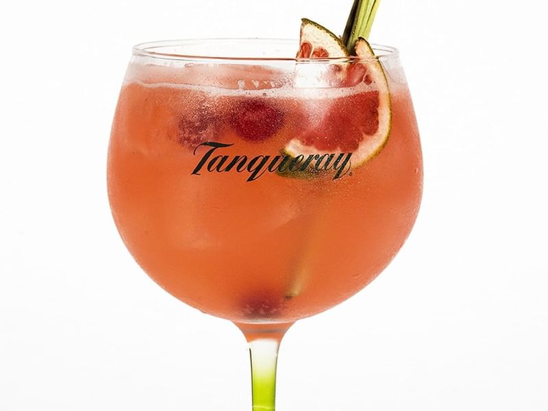Cocktail served in Vintony de Tanqueray restaurant at Live Aqua Resorts and Residence Club
