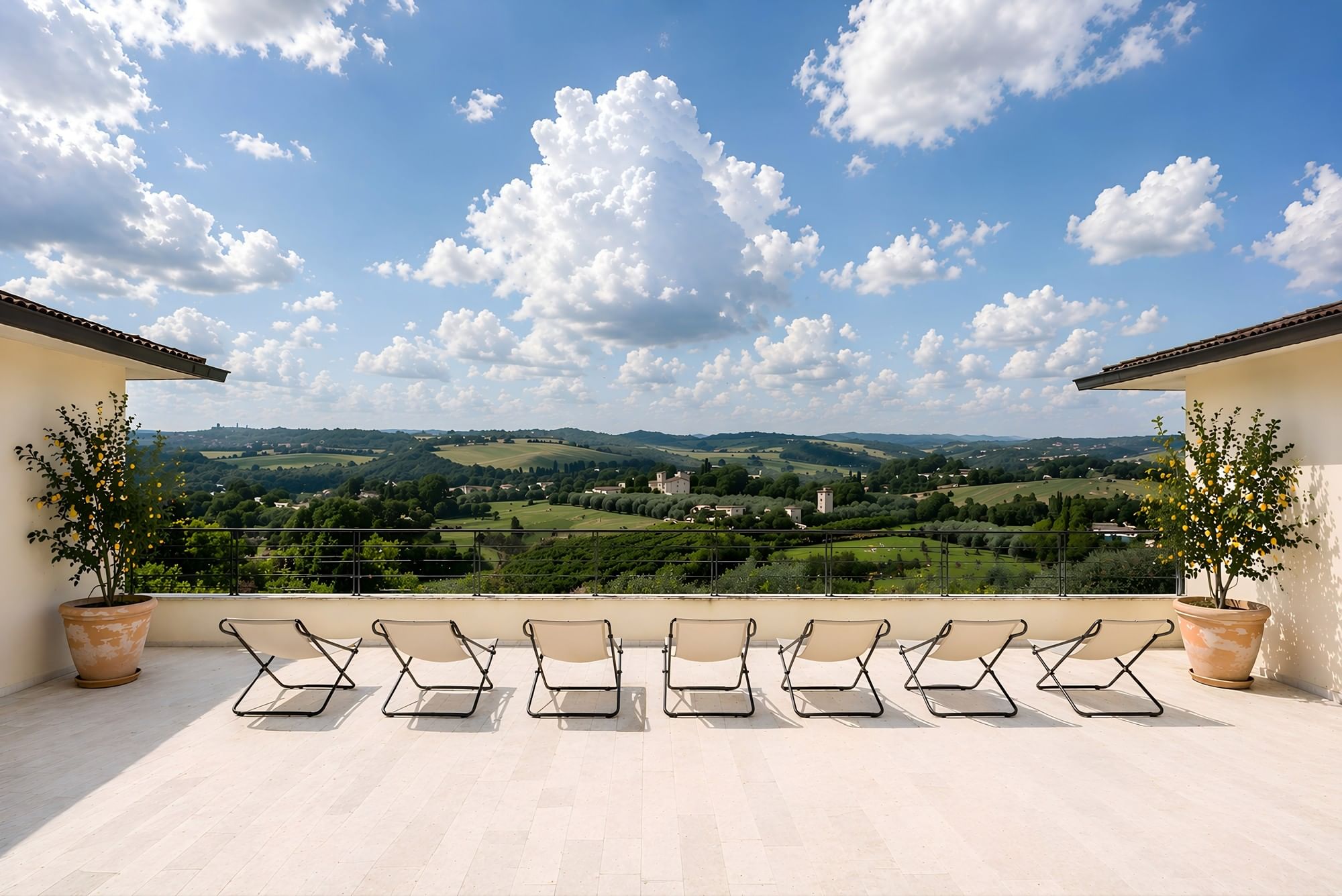 Terrace overlooking the Tuscan landscape
