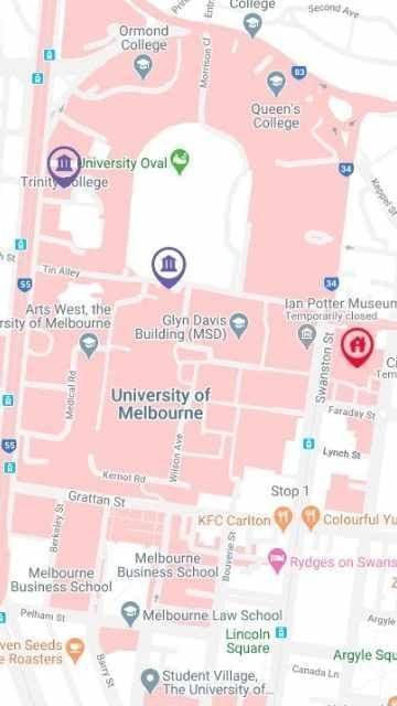 Student Living - 800 Swanston Map