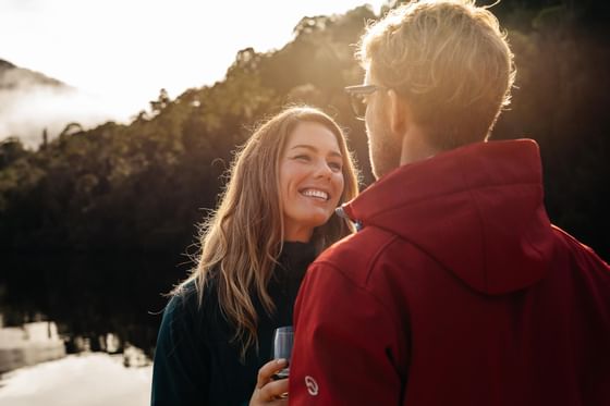 Couple near the Gordon River at Gordon River Cruises