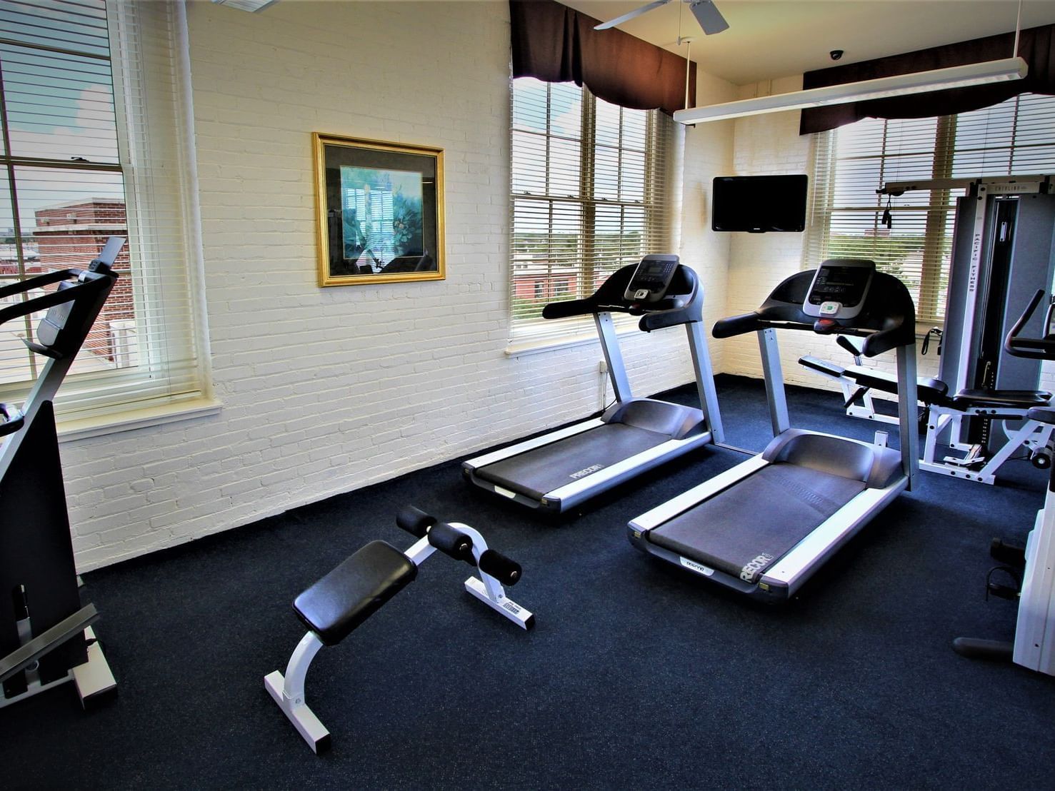 The fully equipped fitness center at Hotel at Old Town Wichita