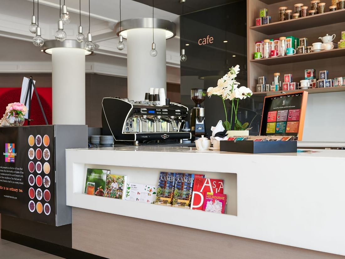 Front desk by the lounge area in Cafe at Pullman Albert Park