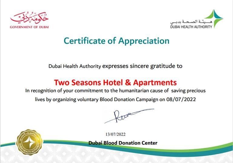 certificate blood donation in dubai