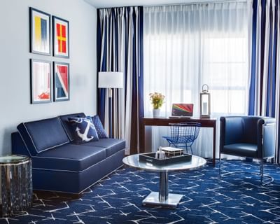 Living area in South beach junior suites at Albion Miami Beach