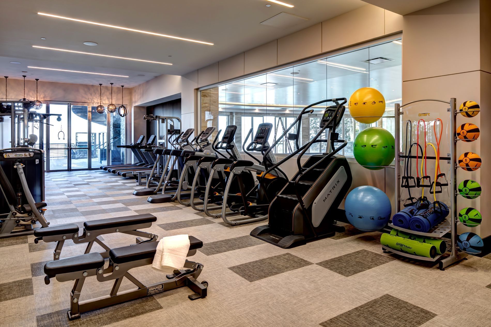 The fully equipped fitness center at Stein Eriksen Residences