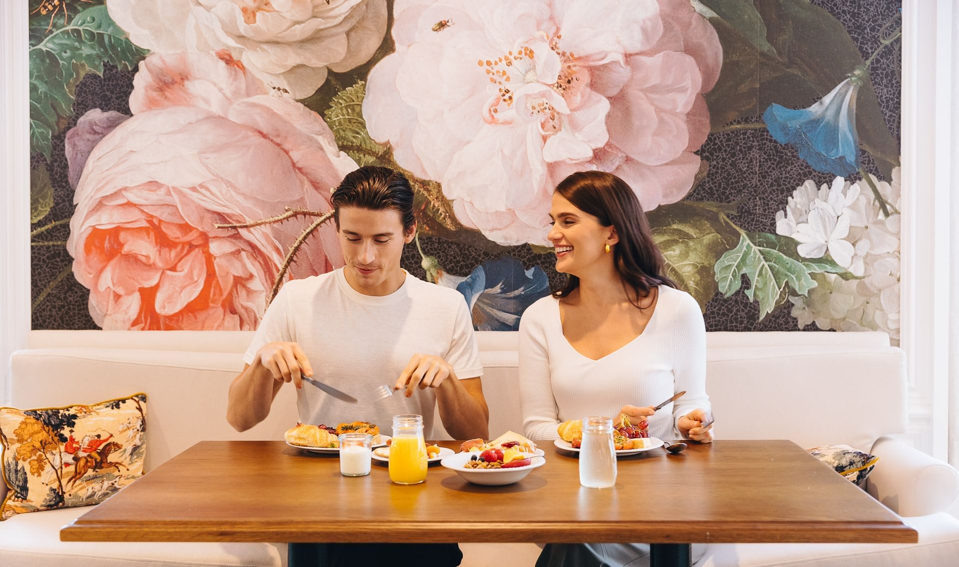 A couple enjoying a meal at Pullman Melbourne City Centre