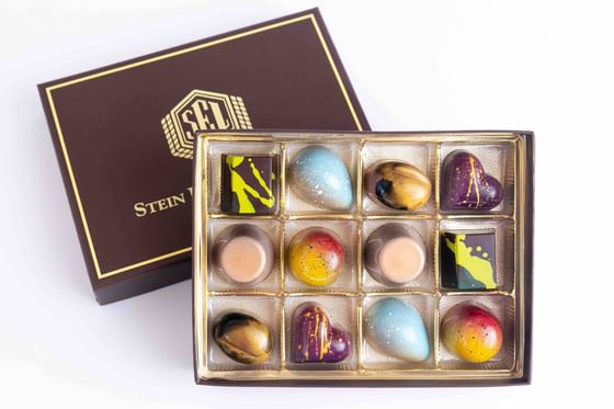 A box of bonbons made by chefs at Stein Eriksen Lodge