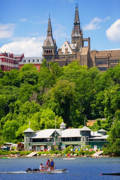 water with georgetown university campus in background