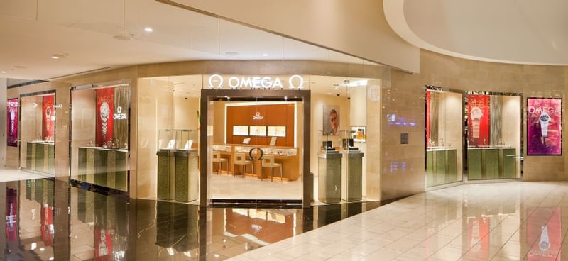 Exterior of Omega shopping outlet at Crown Towers Melbourne