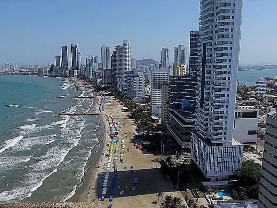 Aerial view of Bocagrande beach near GIO Hotel Tama Cartagena