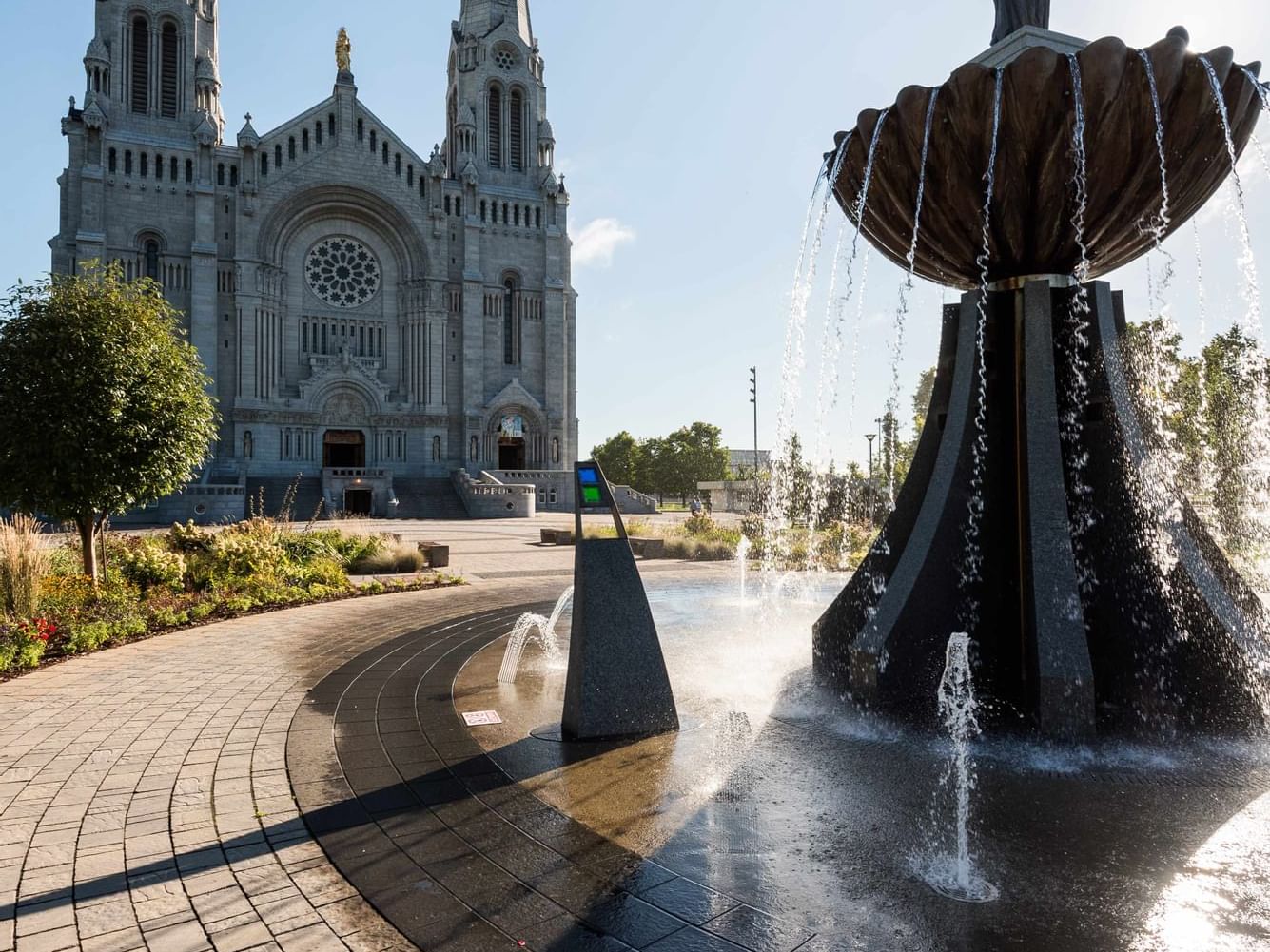 Exterior view of Basilica of Sainte-Anne-de-Beaupre near Travelodge Hotel & Convention Center Québec City